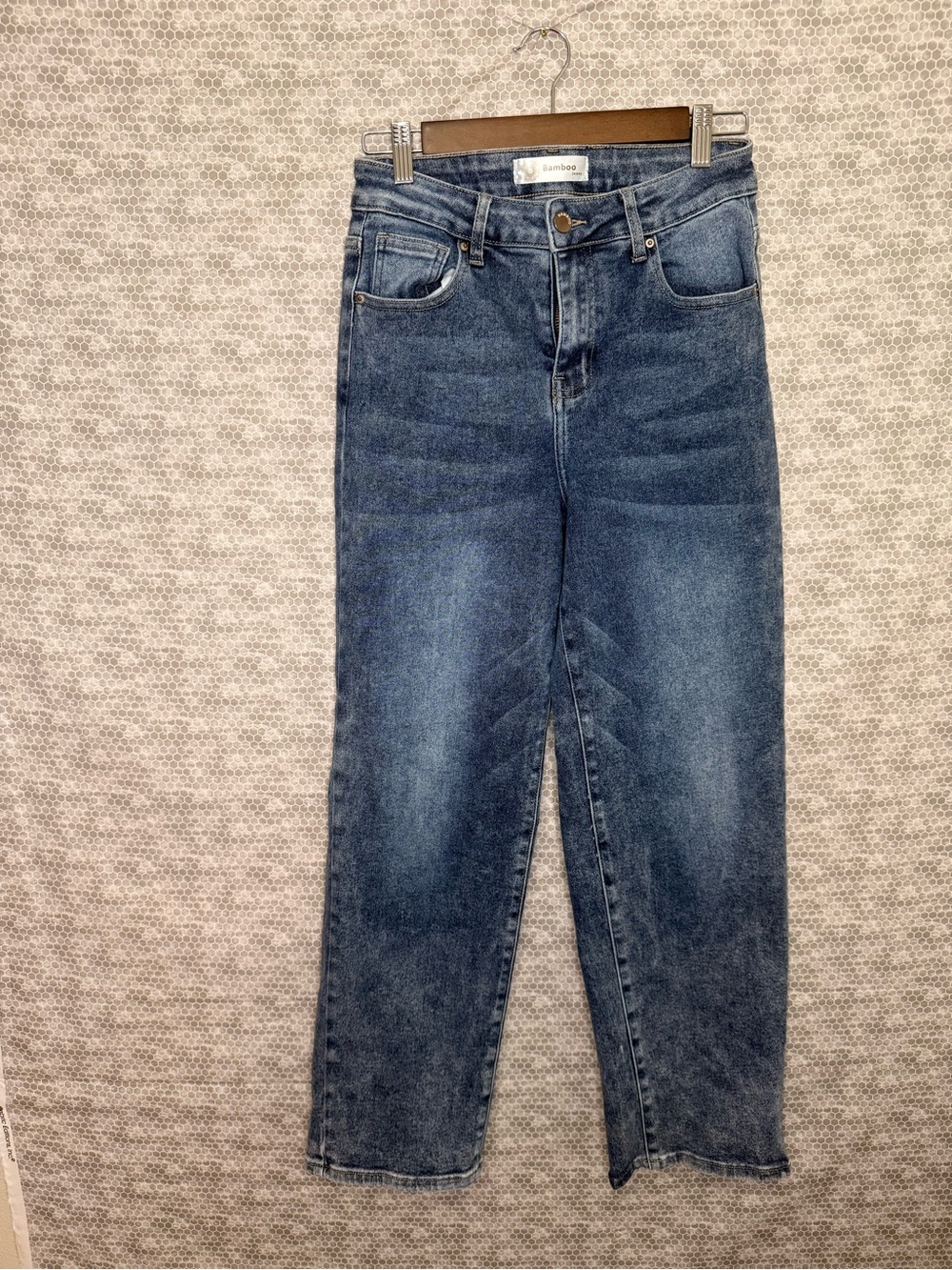Bamboo Junior 7 High Rise Mom Blue Jeans